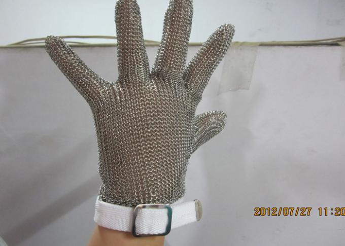Sのサイズの白いチェーンメールの切断の手袋、金属の網の安全手袋は抵抗力がある切りました